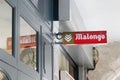 Malongo logo brand and text sign of coffee shop advertising facade pub bar restaurant