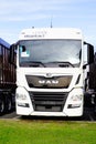 Bordeaux , Aquitaine / France - 11 19 2019 : MAN Truck Tractor White new modern Euro 6 TGX for sall