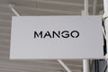 Mango logo and text sign front of store spain clothing manufacturing brand company