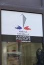 Marine natonale recruitment text sign and logo of french military Navy