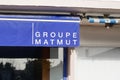 Matmut sign brand and text logo on store insurance Group French mutual office