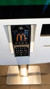 Mc Donalds m logo brand and sign in automatic control terminal of brand of us american