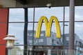 Bordeaux , Aquitaine / France - 11 18 2019 : McDonald`s windows entrance store logo Sign American hamburger fast food restaurant
