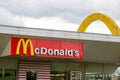 McDonalds restaurant sign brand and text logo of American fast food company Royalty Free Stock Photo