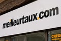 Bordeaux , Aquitaine / France - 06 20 2020 : meilleurtaux.com logo text sign shop for meilleur taux .com store window office in