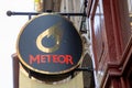 meteor beer brewery sign text and logo brand on wall pub bar in france