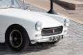 MG Midget white vintage two-seater sports car