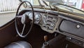 MG a sports dashboard seat interior and steering wheel of vintage British car Royalty Free Stock Photo