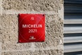 Michelin 2021 red star book Guide plate text sign with logo brand on best good