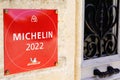 Michelin 2022 red star book Guide plate text sign with logo brand label on best good