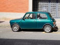 Mini Cooper Classic limited edition in british green colors classic British car in side Royalty Free Stock Photo