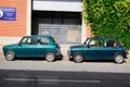 Mini Cooper Classic Two Cars limited edition in british green parked in street Royalty Free Stock Photo