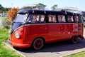 Minibus Volkswagen black and red samba windows Type 2 vw bulli Transporter Bus