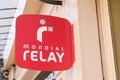 Mondial Relay text sign logo front of shop custodian affiliate store delivery