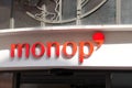 monop logo and sign text of French retail chain stores combine food clothing