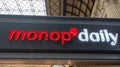 Monop daily store facade logo brand and text sign on wall entrance shop in aeroport