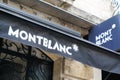 Bordeaux , Aquitaine / France - 10 17 2019 : Montblanc shop German manufacturer of writing instruments watches jewellery and