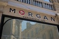 Morgan sign text and logo brand front facade windows women clothing fashion girls