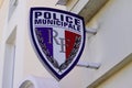 Municipal Police logo and text sign in France police municipale means local police in Royalty Free Stock Photo
