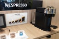 Nespresso logo sign and brand text capsule coffee machine stand for sale in cafe makers