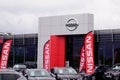 Bordeaux , Aquitaine / France - 10 14 2019 : Nissan dealership sign in front of showroom store Japanese brand