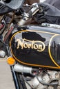 Bordeaux , Aquitaine / France - 06 06 2020 : Norton golden logo motorcycle and sign text on tank fuel of vintage motorbike