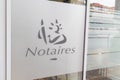 Notaire french office notarial text sign and brand logo on wall facade notary office