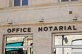 Notaire office notarial text sign on facade french office entrance notary building