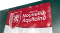 Nouvelle aqutaine sign text and brand logo with graphic lion emblem image from new