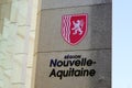 Nouvelle aqutaine sign text and logo with graphic lion emblem image from new region