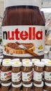 Nutella chocolate hazelnut spread with cocoa nuts on display advertising giant in