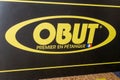 obut logo sign and text brand balls metal french panel