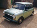 old Austin Mini green vintage classic car Royalty Free Stock Photo