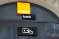 Bordeaux , Aquitaine / France - 10 28 2019 : orange bank french atm cash machine sign office