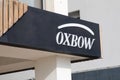 oxbow store sign text and logo brand on entrance of fun fashion shop facade Royalty Free Stock Photo