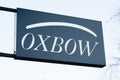 Oxbow surf shop wall facade text building sign store logo brand Royalty Free Stock Photo