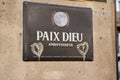 Paix Dieu ambassadeur Beer text brand and logo sign front of belgian beers entrance Royalty Free Stock Photo