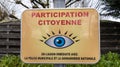 Participation citoyenne french sign logo Neighbourhood Watch area yellow eye brand