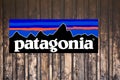 Patagonia logo brand and text sign on facade wall shop fashion clothes entrance store