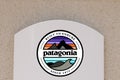 Patagonia sign and text logo of us brand of outdoor fashion sportswear and sports gear