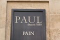 Paul sign logo store and brand text of French classical bakery restaurant Royalty Free Stock Photo