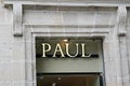 Paul text shop sign brand and logo on chain facade french bakery pastry store Royalty Free Stock Photo