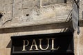 paul text shop sign and brand logo on door entrance facade french bakery take away