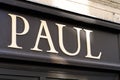 Paul text shop sign brand and logo of french bakery pastry store