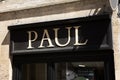 paul text sign and logo brand of french bakery store wall entrance facade fast food