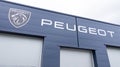 Peugeot new modern sign brand and lion retro logo text of french car dealership store