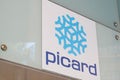 Picard logo brand and text sign front of specialized store French food shop frozen