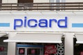 Picard logo and sign text of French supermarket food company shop brand manufacture