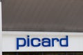 Picard logo text and brand sign of French store food company of frozen products shop