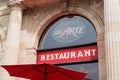 Pizza ristorante del arte sign text and brand red logo of Fastfood Casual pizzas
